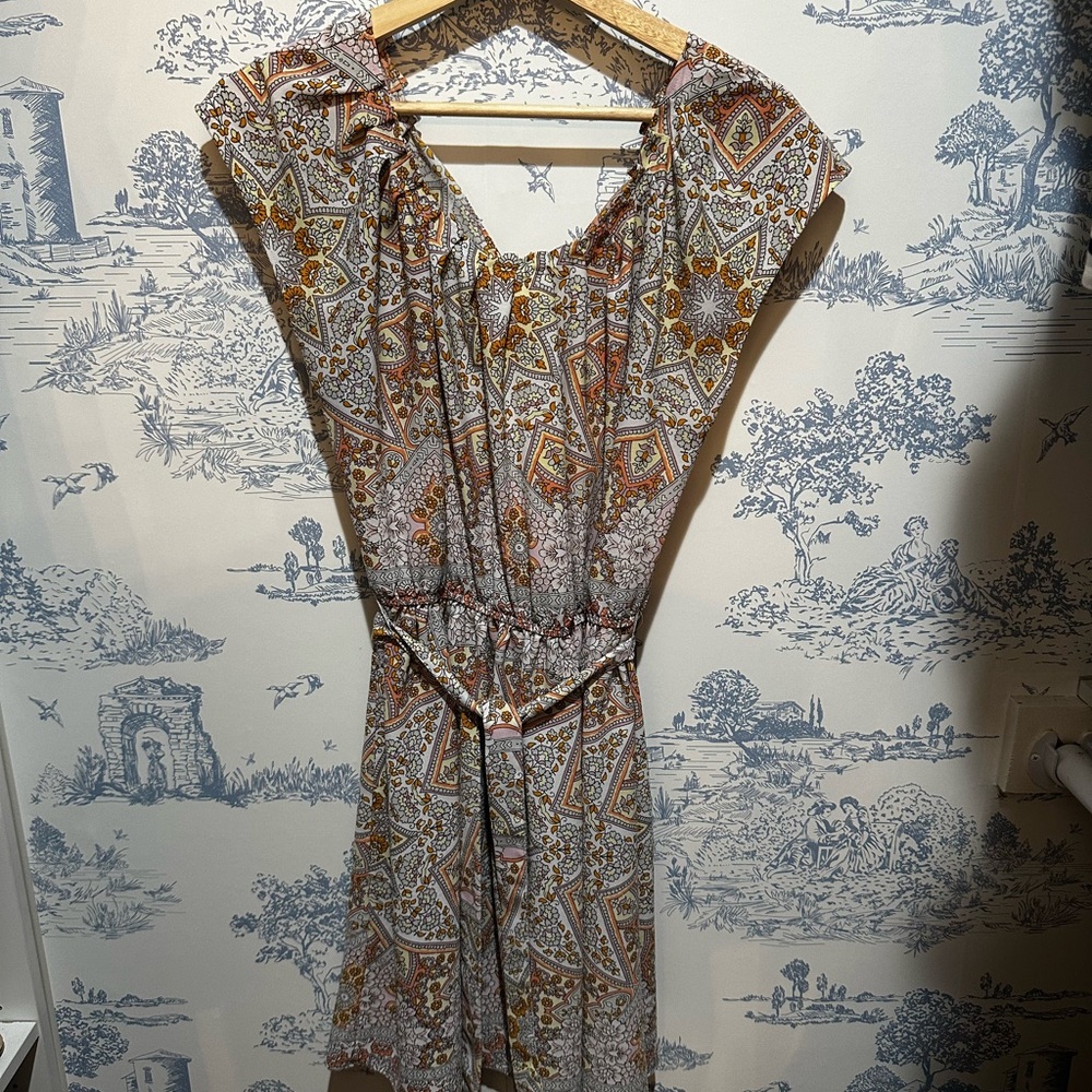 LC Lauren Conrad Geometric Print Mini Dress - Brown and Orange